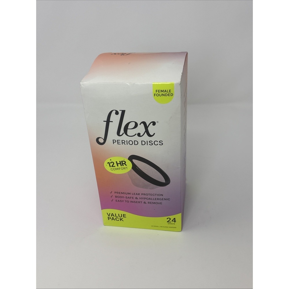 Flex Period Discs Menstrual 12 Hour Comfort Value Pack 24 Discs NEW SEALED!